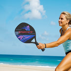  Beach-Tennisschläger-Set, rutschfester Griff, Kohlefaser, Schwarz