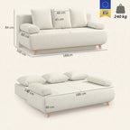 Schlafsofa mit verstellbarer Rückenlehne, Bettfunktion, verstecktem Stauraum und Cordbezug, Beige