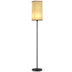Moderne Stehlampe mit Kunstleinen-Schirm und Fußschalter, für Wohnzimmer und Schlafzimmer, Metall, Schwarz