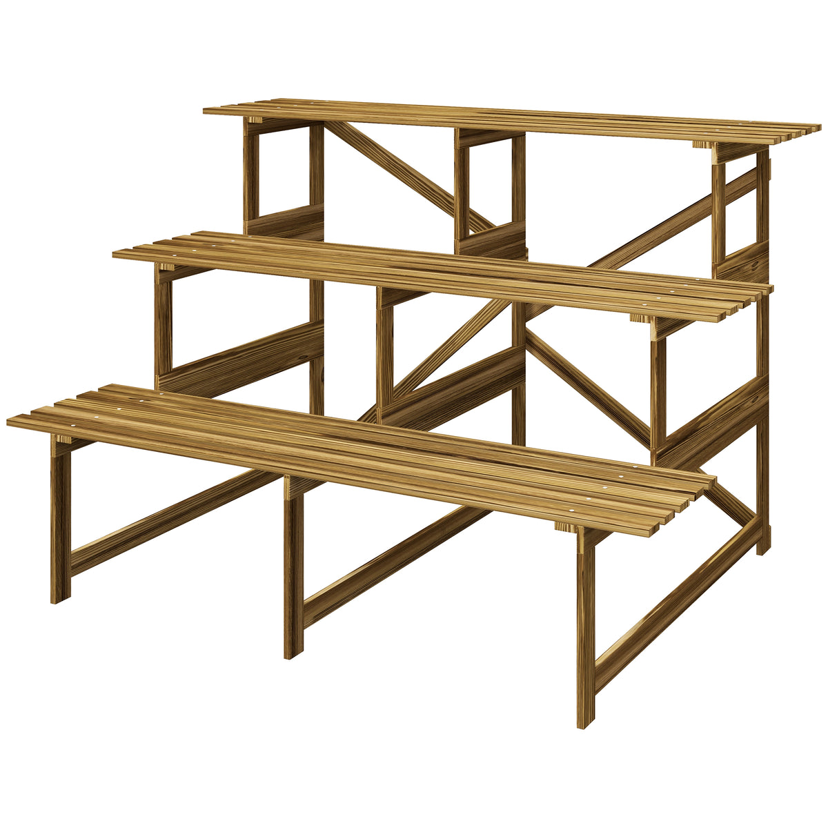 Pflanzenständer Pflanzenregal 3 Etagen Holztabletts 78 cm Naturholz