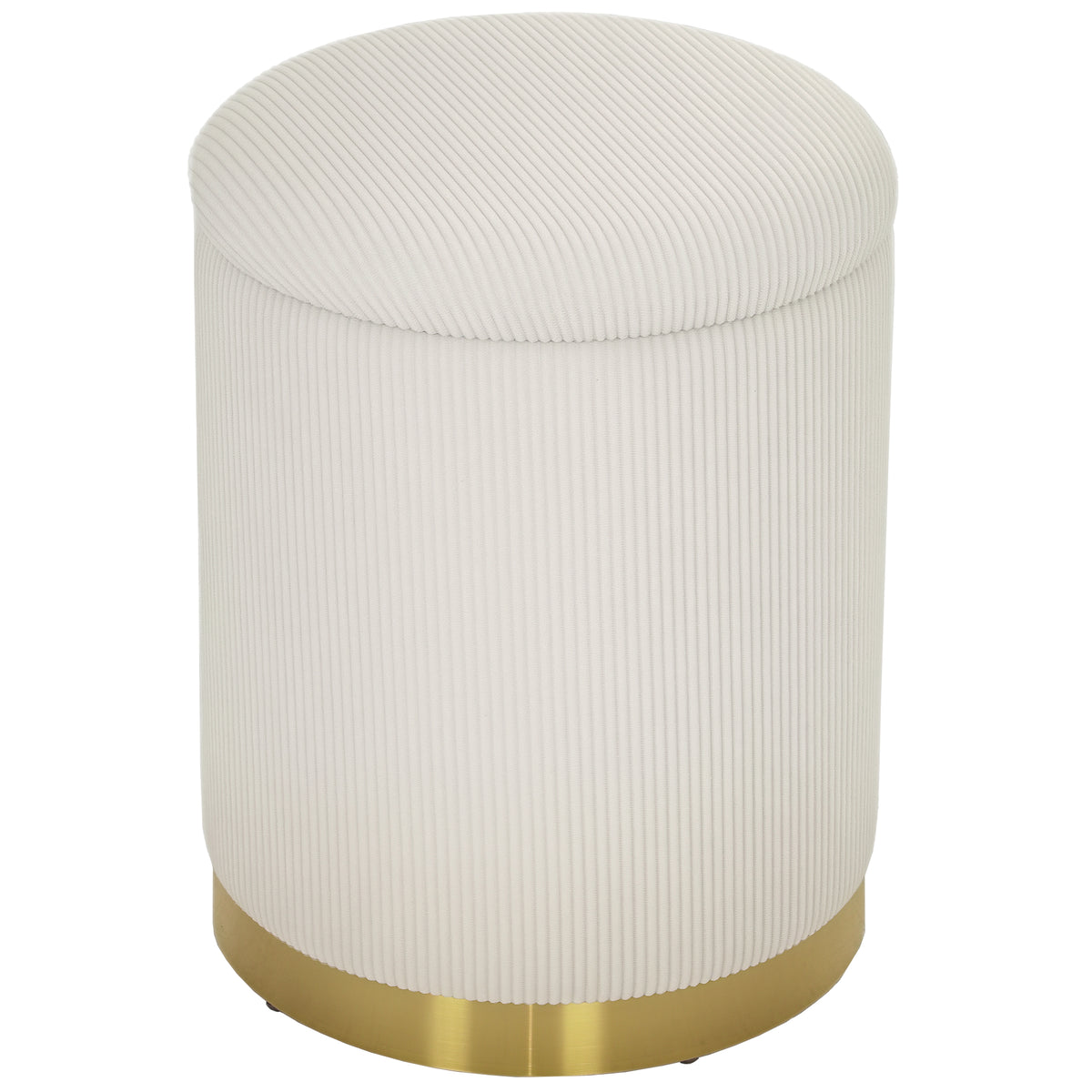 Sitzhocker mit Stauraum klappbare Hocker mit Deckel, Stahlboden, Runder Fu?hocker 36 x 36 x 44 cm Cremewei?