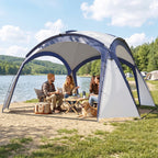 Gazebo Party Tent, 3.5x3.5m-Cream/Blue