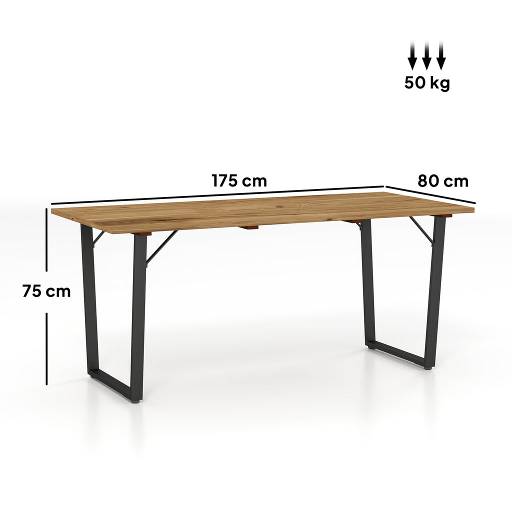Gartentisch Holz 175x80 cm Wetterfest Balkontisch mit Schirmloch Buffettisch für 6 Personen Braun