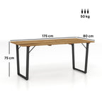 Gartentisch Holz 175x80 cm Wetterfest Balkontisch mit Schirmloch Buffettisch für 6 Personen Braun