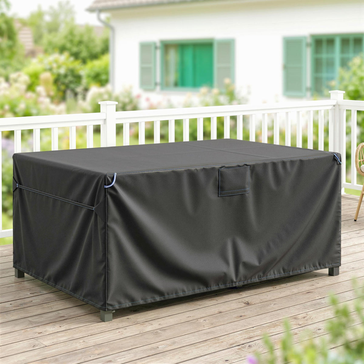 Schutzhülle für Gartenmöbel Winterfest Wasserdicht Winddicht Anti-UV Abdeckplane 420D Oxford Gewebe 180x120x74cm Schwarz