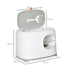  Katzenklo mit Deckel Katzentoilette mit Haube Schaufel Gitterboden XXL Katzentoilette für Katzen bis 5 kg 55 x 40 x 39 cm Weiß