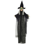 Halloween-Hexe, Halloween-Dekoration, Soundfunktion, mit Bewegungssensor, LED-Lichter, 130 cm x 18 cm x 183 cm
