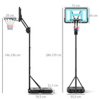 Fully Adjustable Basketball Hoop Outdoor, 146-236cm Basketball Hoop and Stand with Weighted Base and Shatterproof Backboard, Portable on Wheels for Junior, Adults