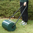 30 L Garden Lawn Roller with Water/Sand Filled Drum, Heavy Duty Steel Lawn Push Rolling Tool, Dark Green
