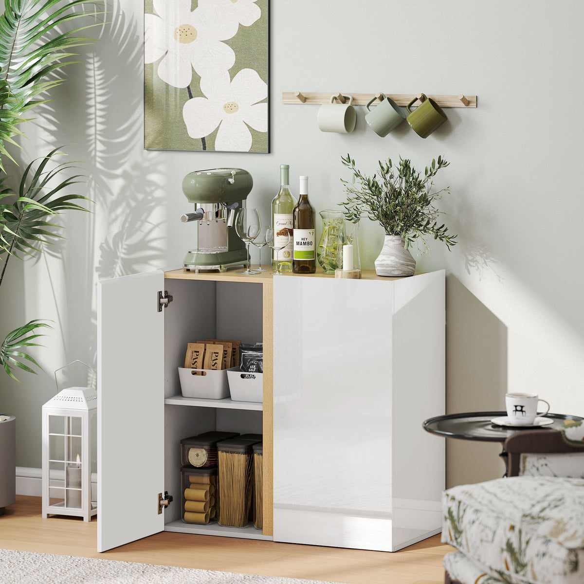 TV-Kommode f¨¹r 65-Zoll-Fernseher, Fernseh-Schrank mit Soft-Close-T¨¹ren, anpassbare Regale, Kabell?cher, f¨¹r Wohnzimmer, Wei?