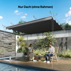 Retractable Pergola Cover, 3.5 x 2.6 m Replacement Canopy Fabric for 4 x 3 m Frame, Roof Top Only, Dark Grey