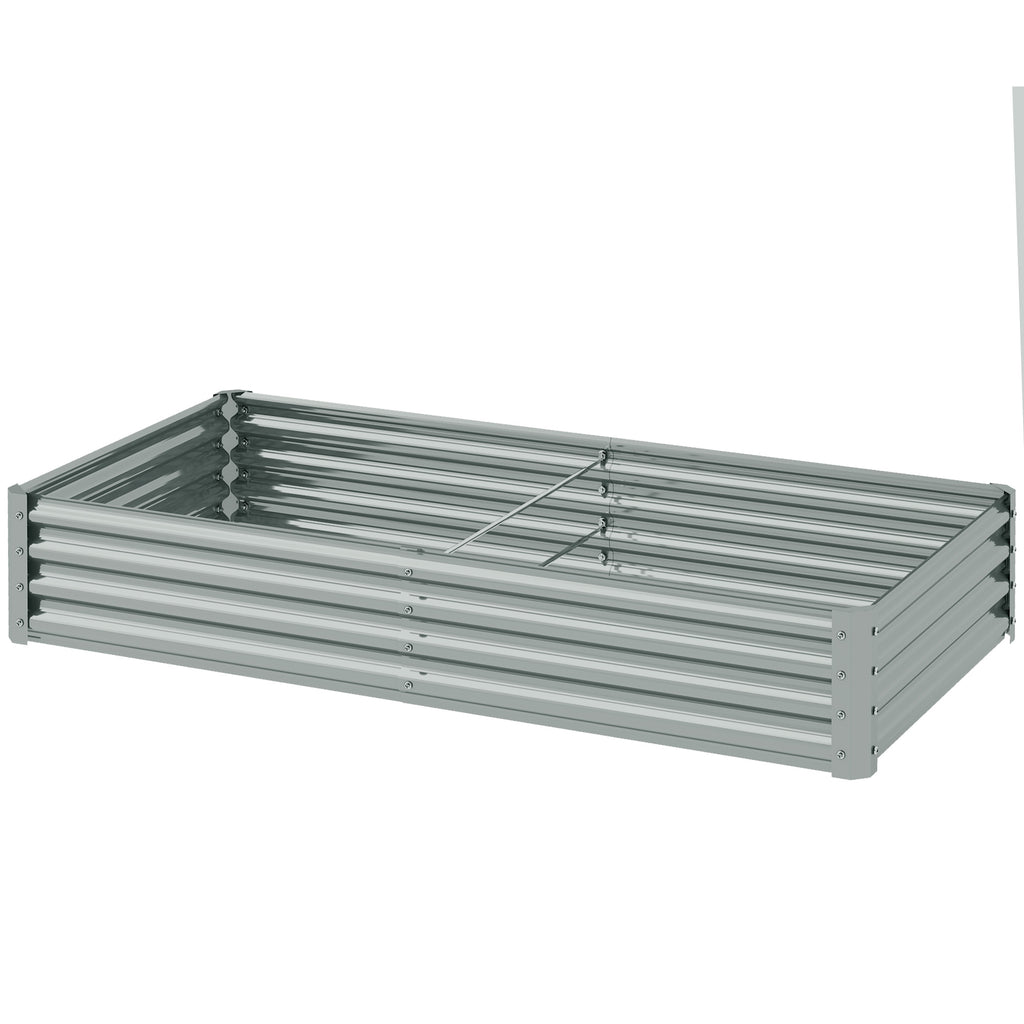 180 x 90cm Galvanised Steel Open Planter - Silver