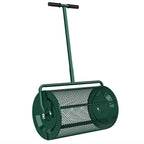 Kompoststreuer 75L 61x40cm Düngerstreuer Rasen Garten mit T-Griff Mesh-Korb Metall Grün