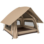 Instant-Pop-Up-Zelt mit Regenschutz wasserdicht Kuppelzelt für 2-3 Personen mit Bodenplane 4 Fenster 235x235x184cm Khaki