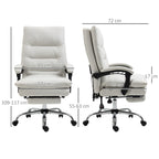 Bürostuhl mit Massagefunktion, beheizbar, neigbar, Kunstleder, 65x72x109-117cm, Cremeweiß