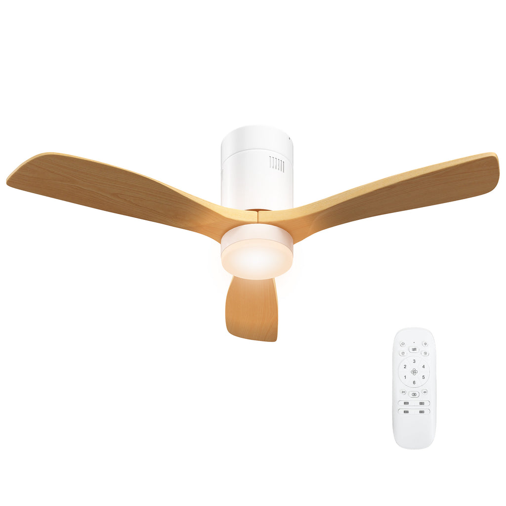 Deckenventilator mit LED-Licht, 6 Geschwindigkeiten, Fernbedienung, Hellbraun