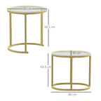Nest of Tables with Steel Frame and Tempered Glass Tabletop, Modern Coffee Table Set of 2, Clear