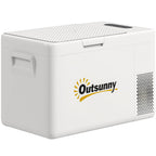 22 Liter Camping-Kühlschrank, Autokühlschrank, Kühlbox mit LED Anzeige, AC- und DC-Adapter, leiser Betrieb, Cremeweiß