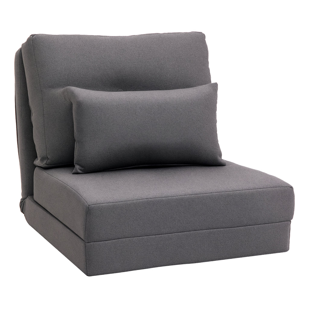 Bodensessel Klappmatratze Schlafmatte, 2-in-1-Design, abnehmbares Kissen, 60 x 80 x 56 cm, Dunkelgrau