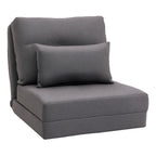 Bodensessel Klappmatratze Schlafmatte, 2-in-1-Design, abnehmbares Kissen, 60 x 80 x 56 cm, Dunkelgrau