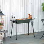 Holzkohlegrill, 2x Grillrost, 1x Kohlegitter, 2x Seitenkorb, rostfreier Stahl, dunkelgrün, 94 x 39 x 70 cm