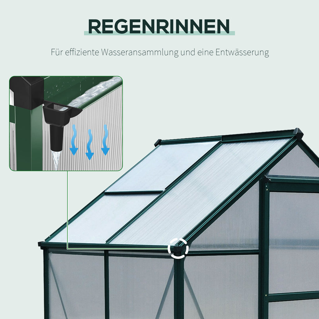 Gewächshaus mit Dachfenster Aluminium Treibhaus 190 cm x 132 cm x 201 cm Grün + Transparent