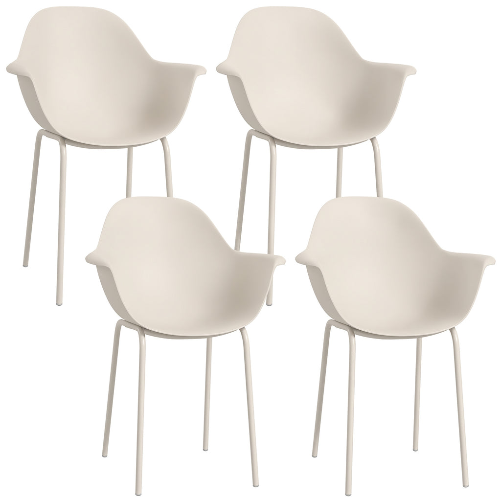 4er-Set Gartenstühle Outdoorstühle Gartenstuhl, Moderns Design, 59 cm x 55 cm x 84 cm, Grau