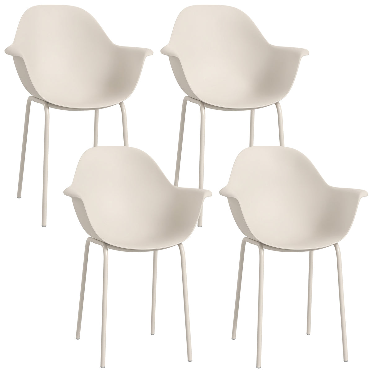 4er-Set Gartenstühle Outdoorstühle Gartenstuhl, Moderns Design, 59 cm x 55 cm x 84 cm, Grau