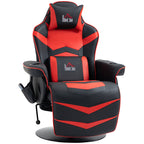 Gamingsessel, Massagefunktion, neigbare Lehne, Fußstütze, bis 120 kg, Stahlrahmen, Kunstleder, Rot