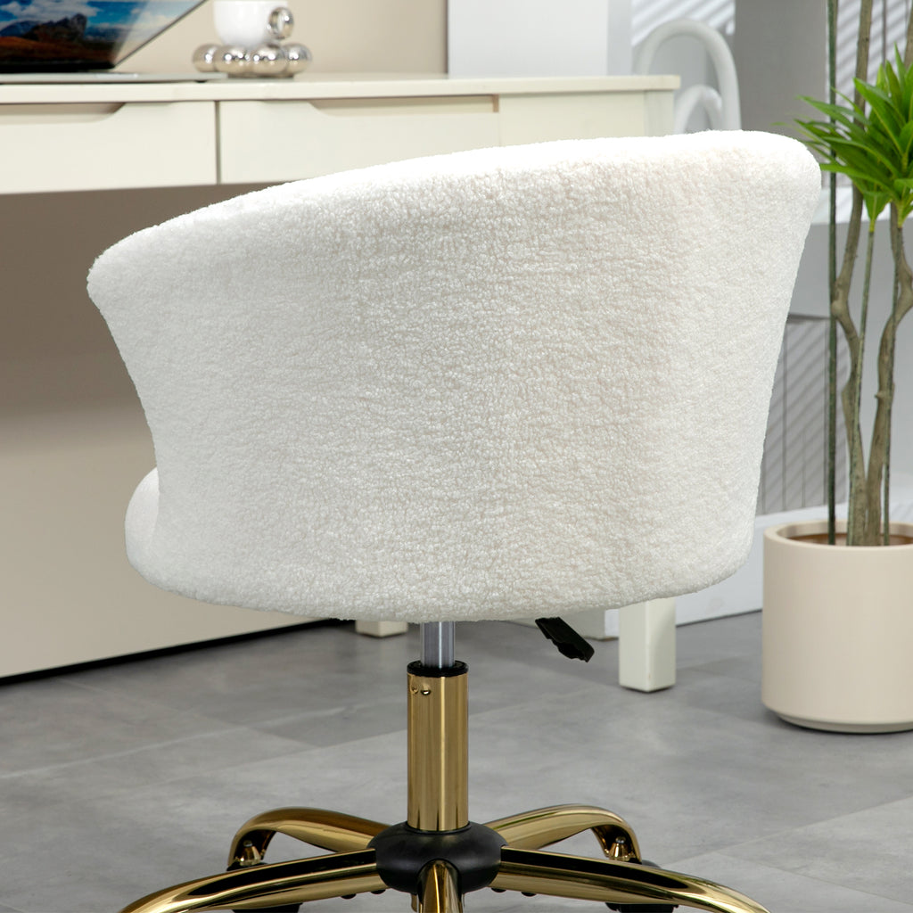 Schreibtischstuhl Höhenverstellbar mit Teddy-Fleece-Optik Weiß