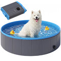 Foldable Dog Pool for Puppies and Ducks Dog Paddling Pool Bath Tub, Dark Grey, 120 x 30cm