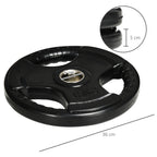 Hantelscheibe, 2er-Set, 15 kg pro Scheibe, drei Griffe, bodenschonender Gummimantel, Metall
