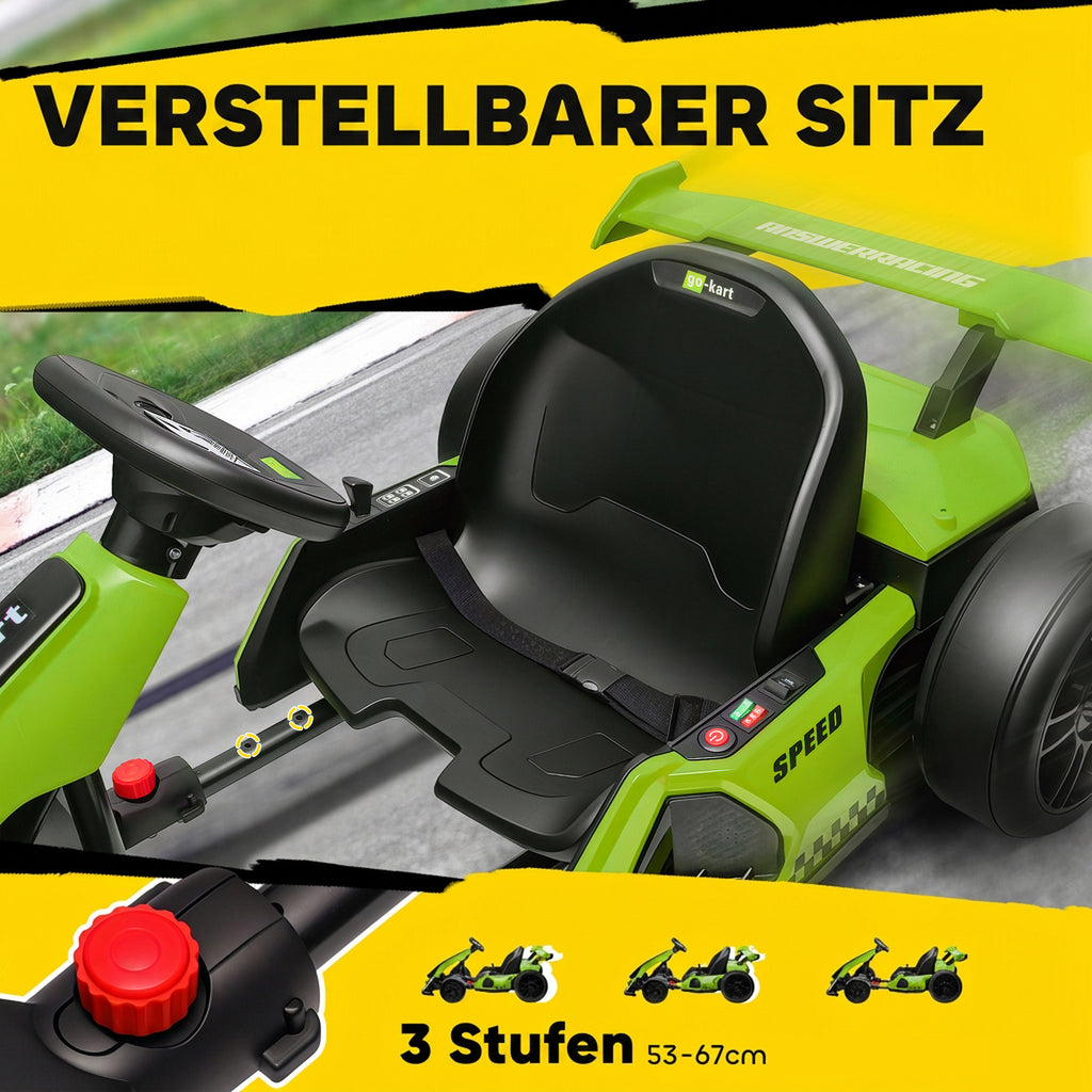 24 V Elektro Go-Kart für Kinder Drift-Funktion für 6-12 Jahre Grün