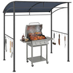 2.2 x 1.5 m BBQ Grill Gazebo Tent, Garden Grill with Metal Frame, Curved Canopy and 10 Hooks, Outdoor Sun Shade, Grey