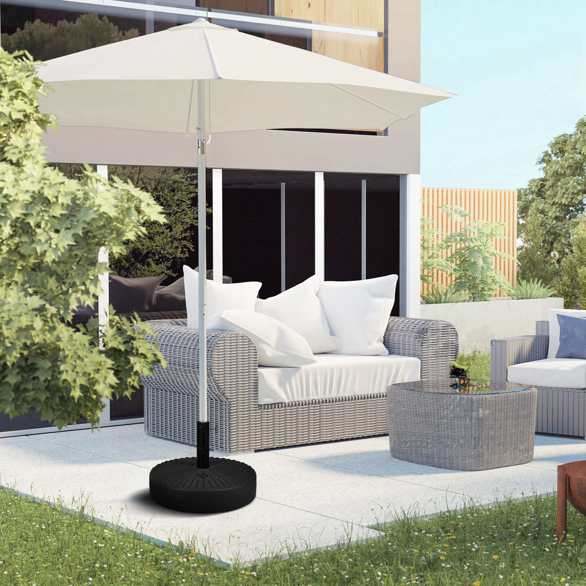 29kg Water/Sand Filled Rattan-Effect Parasol Base