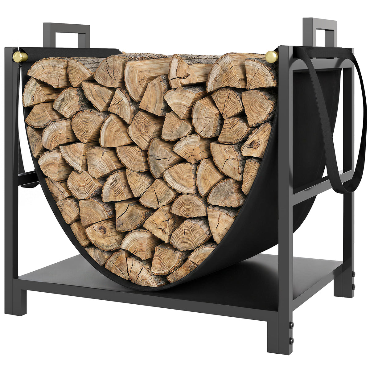 Kaminholzregal 47,5 x 33 x 44cm erhöhtes Brennholzregal mit Canvas-Tragetasche bis 50 kg Indoor Outdoor