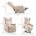 Relaxsessel, Aufstehhilfe, Liegefunktion, bis 200kg, 72,5x94x109cm, Creme