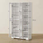 K¨¹chenschrank mit Glast¨¹ren, Regale, offene Ablagen, 172 cm gro?, MDF, Wei?