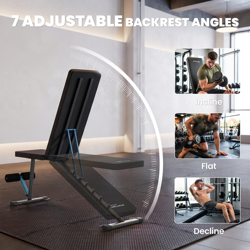 Hantelbank verstellbar Trainingsbank mit Beinstrecker 7-Fach Rückenlehne, verstellbar Polster 300 kg Last