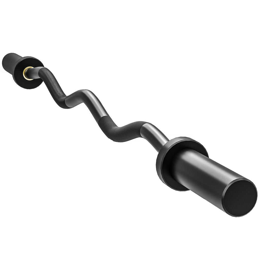 4ft Olympic EZ Curl Bar, Barbell Bar for 2" Weight Plates with Non-Slip Hand Grip 120cm