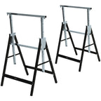  Sägebock, Arbeitsbock, Hohenverstellbar, Faltbar, Metall, Schwarz, 68 x 56 x 80-130 cm, Belastbarkeit 200kg