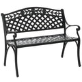 2-Sitzer Sitzbank Alu Gartenbank Metallbank Bank mit Armlehnen Landhausstil Schwarz 102,5 x 61 x 84 cm