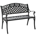 2-Sitzer Sitzbank Alu Gartenbank Metallbank Bank mit Armlehnen Landhausstil Schwarz 102,5 x 61 x 84 cm