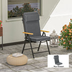 Sitzkissen 120 x 47 x 9,5 cm wasserabweisend Stuhlkissen mit B?ndern, Kopfst¨¹tze, UPF50+ Dunkelgrau