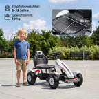 Gokart Tretauto mit Handbremse, verstellbarem Sitz, Vor- und Rückwärtsgang, bis 50kg für Kinder 5-12 Jahren Weiß