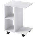 Beistelltisch in C-Form, Kaffeetisch, Couchtisch, Eckschreibtisch, mit Rollen, E1-Spanplatte, 45 x 35 x 58 cm, Weiß