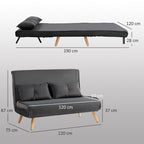 2-Sitzer-Schlafsofa, Bettsofa, in Bett umwandelbare Couch, verstellbare R¨¹ckenlehne, Stoffbezug, Metallrahmen, Grau