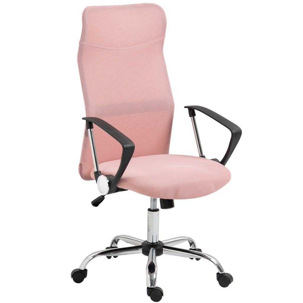 Ergonomischer Bürostuhl Höhenverstellbarer Drehstuhl mit Wippfunktion, Netzbespannung, 63 x 65 x 109-119 cm Rosa