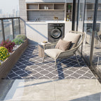 Outdoor Teppich robuster Wetterfest Outdoorteppich Carpet mit Netzmuster 182 x 274 cm Grau