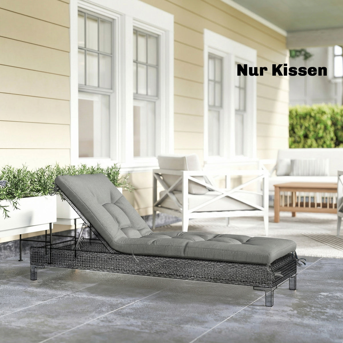 Palettenkissen Abnehmbar Sitzkissen mit Befestigungsbändern Palettenpolster für die meisten Liegen 198x65x13cm Hellgrau